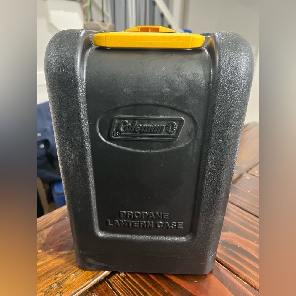Vintage Coleman Model 5155 Series Propane Lantern with hard plastic case.